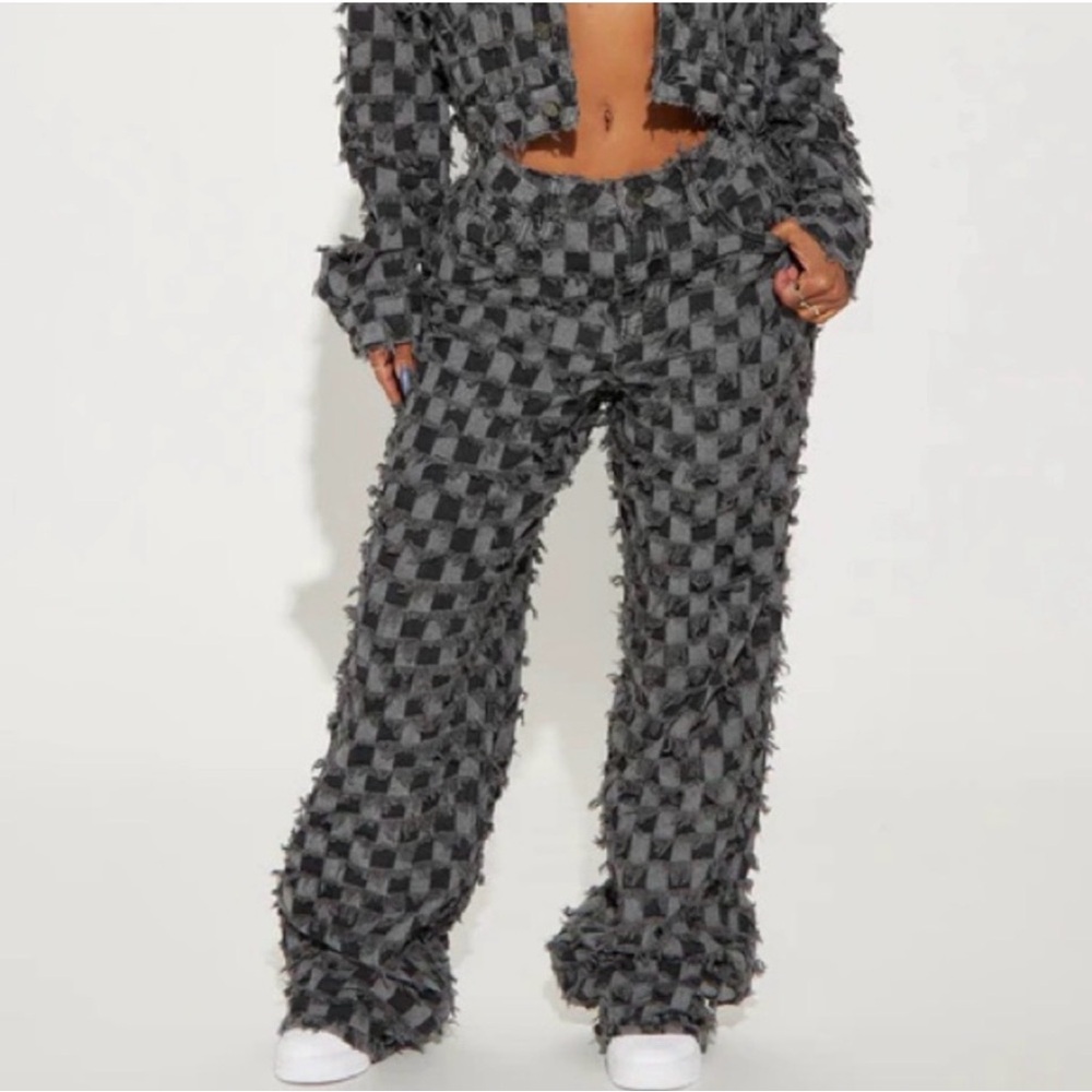 Fashion Nova Gray Checkered Pants